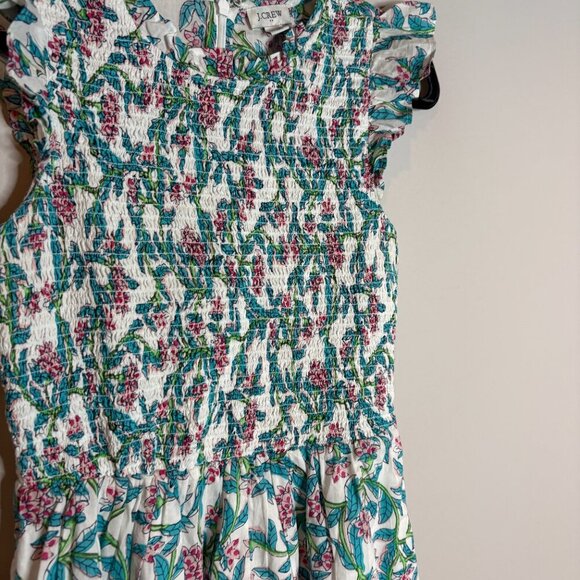 J. Crew Flutter-Sleeve Mini Dress White Frosted Aqua - Picture 3 of 6